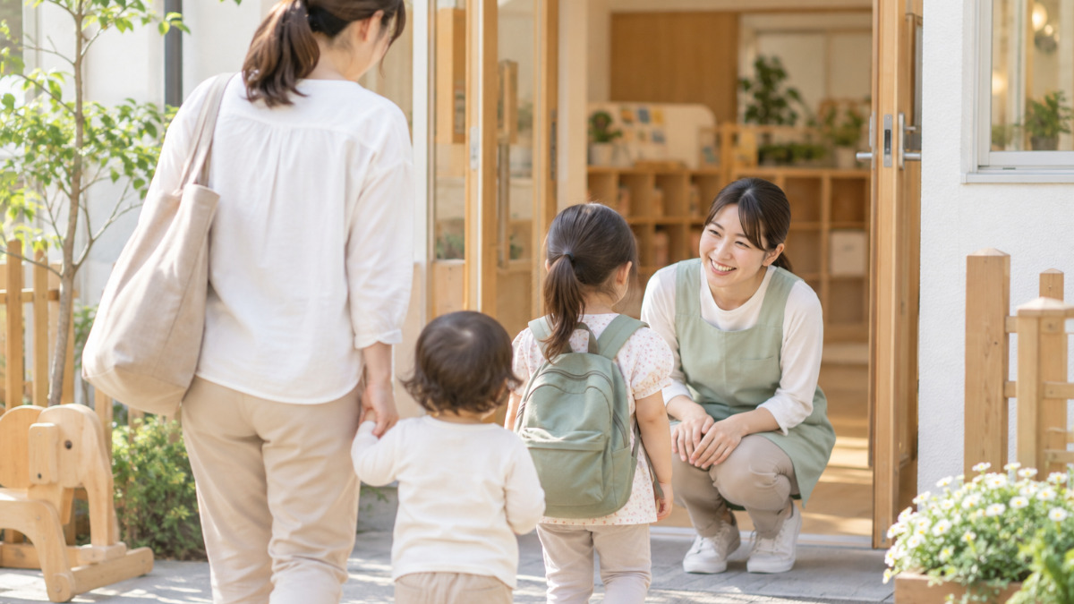 保育料の書類を確認する保護者